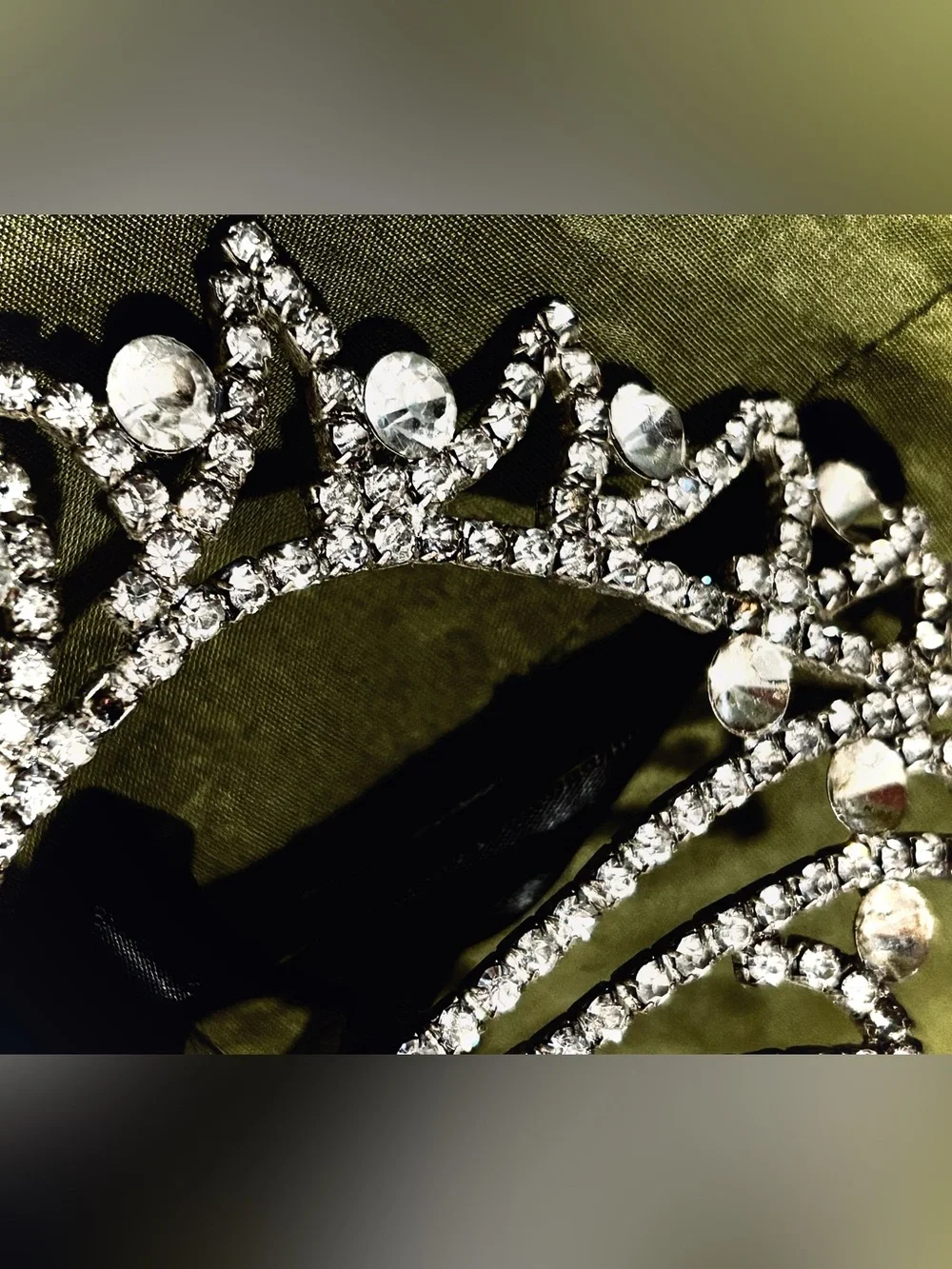 Vintage Crystal Rhinestone Mask, Halloween, Mardi Gras, Masquerade Ball, Theater